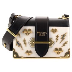 Prada Cahier Astrology Moon Star Brown Leather Cross Body Bag