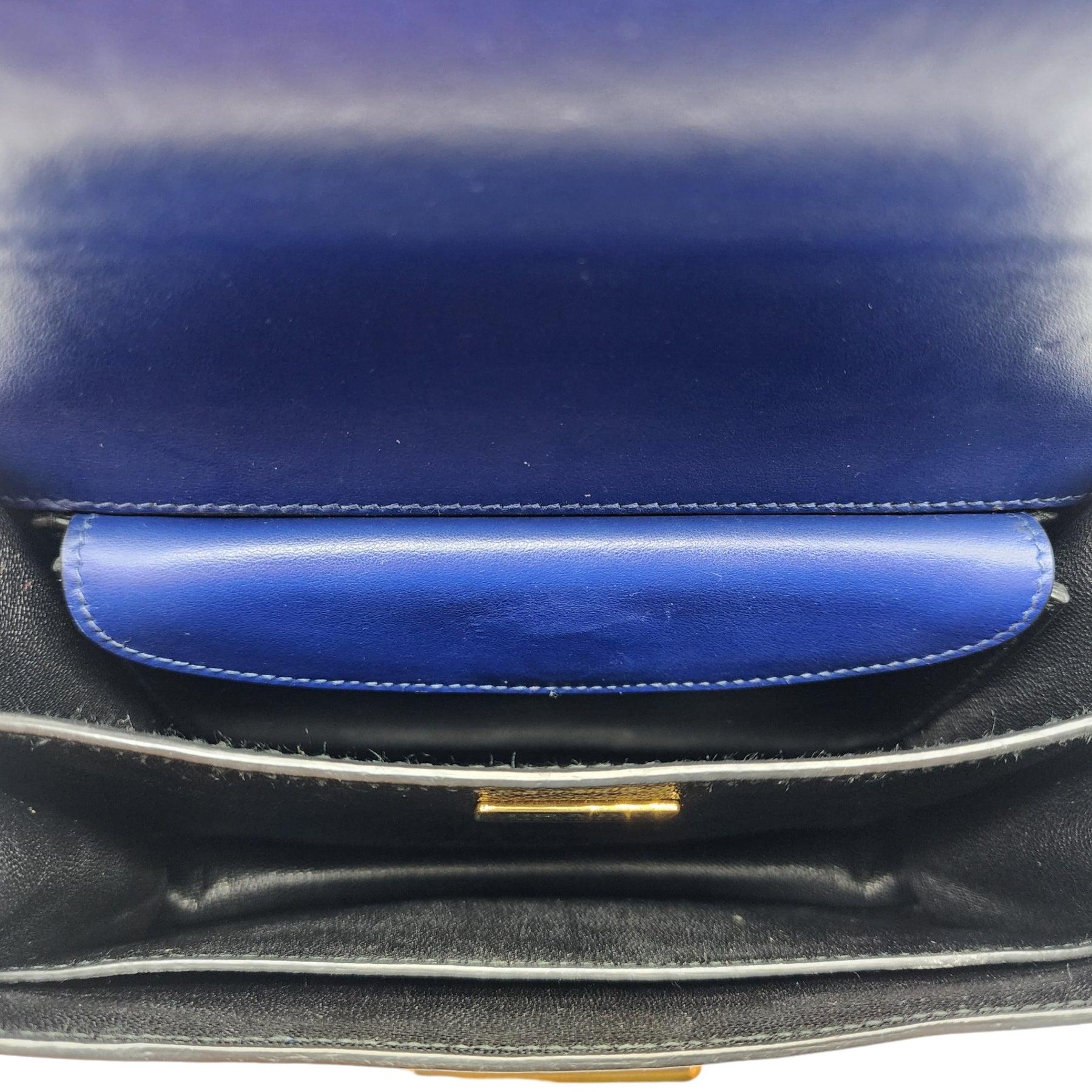 Prada Cahier Crossbody Bag in Blue In Excellent Condition In Los Angeles, CA