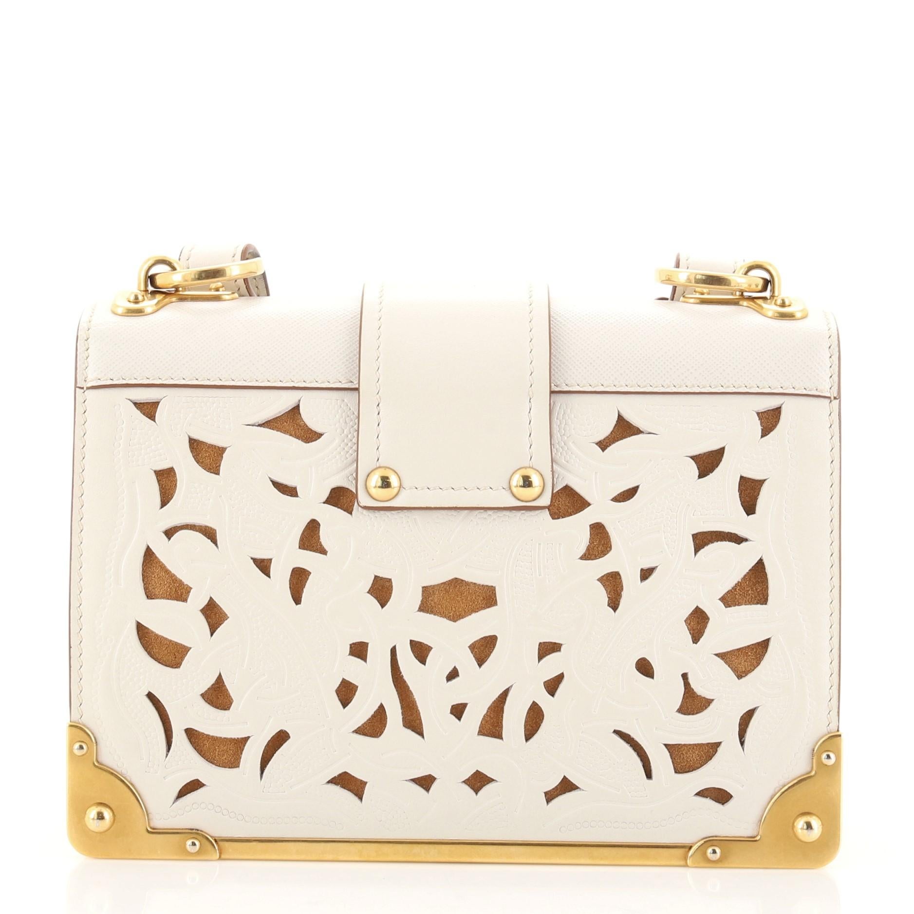 Prada Cahier Crossbody Bag Laser Cut Calfskin Small In Good Condition In NY, NY
