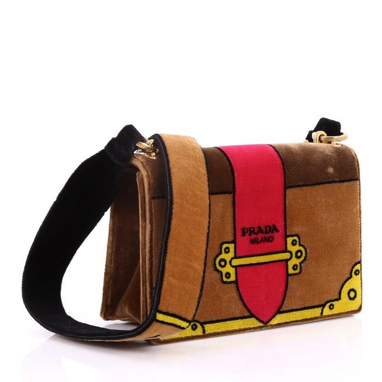 Prada Cahier Crossbody Bag Printed Velvet Small at 1stDibs