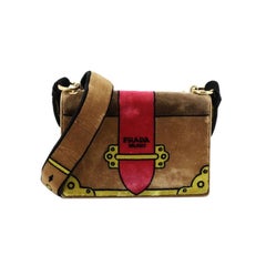 Prada Cahier Crossbody Bag bedruckter Samt klein