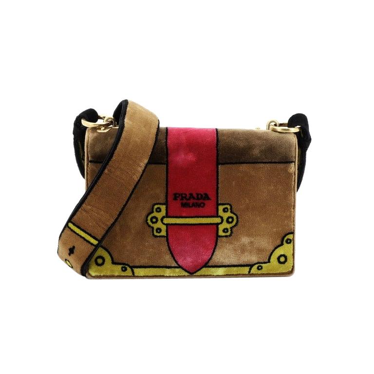 Prada Cahier Crossbody Bag Printed Velvet Small at 1stDibs