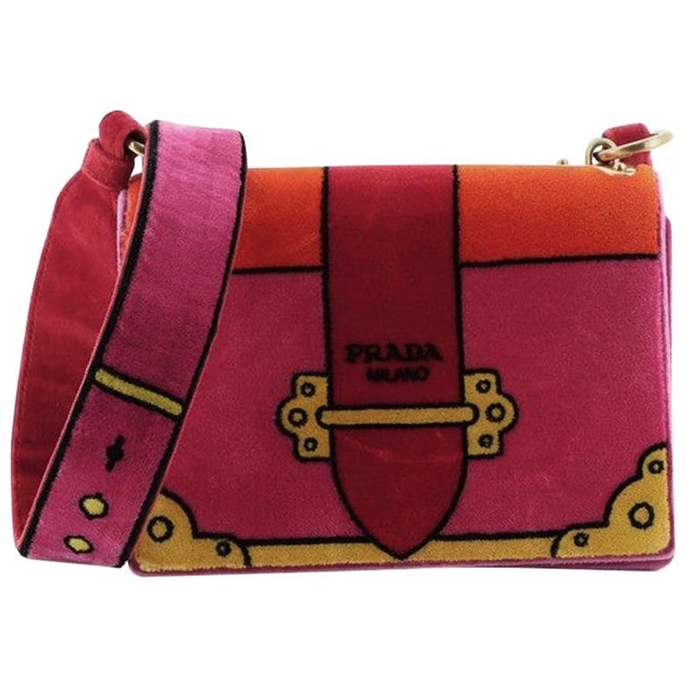 Prada Cahier Crossbody Bag Printed Velvet Small at 1stDibs