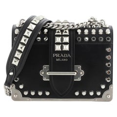 Prada Cahier Crossbody Bag Studded City Calf with Saffiano Small