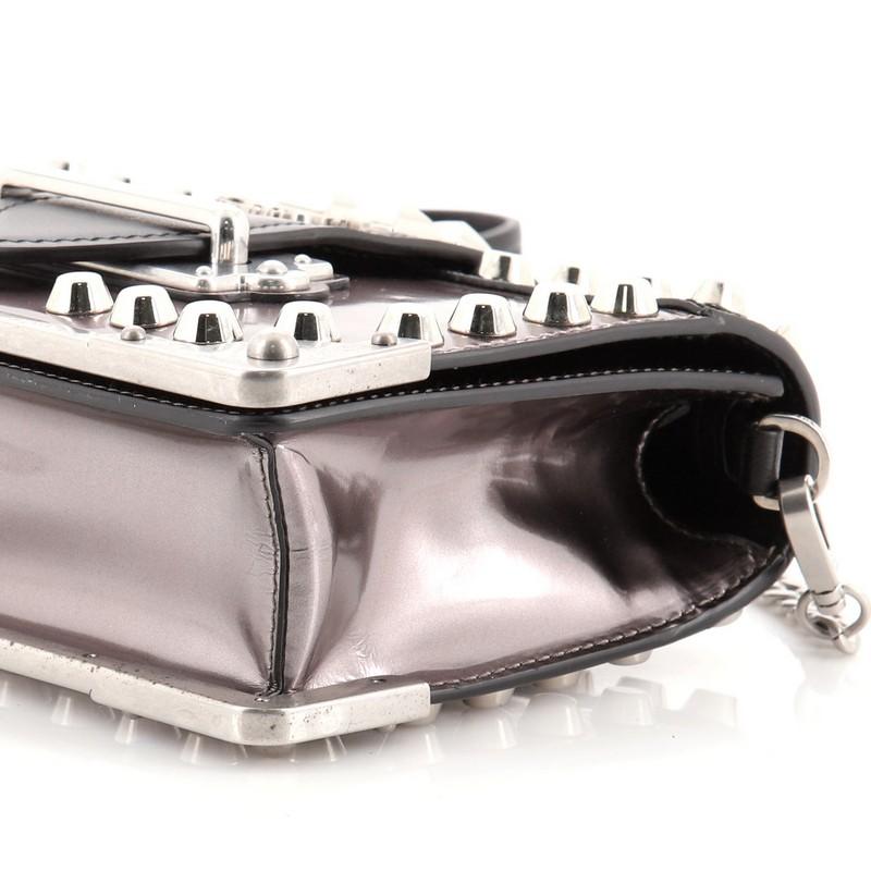 Prada Cahier Crossbody Bag Studded Patent with Saffiano Leather Small In Good Condition In NY, NY