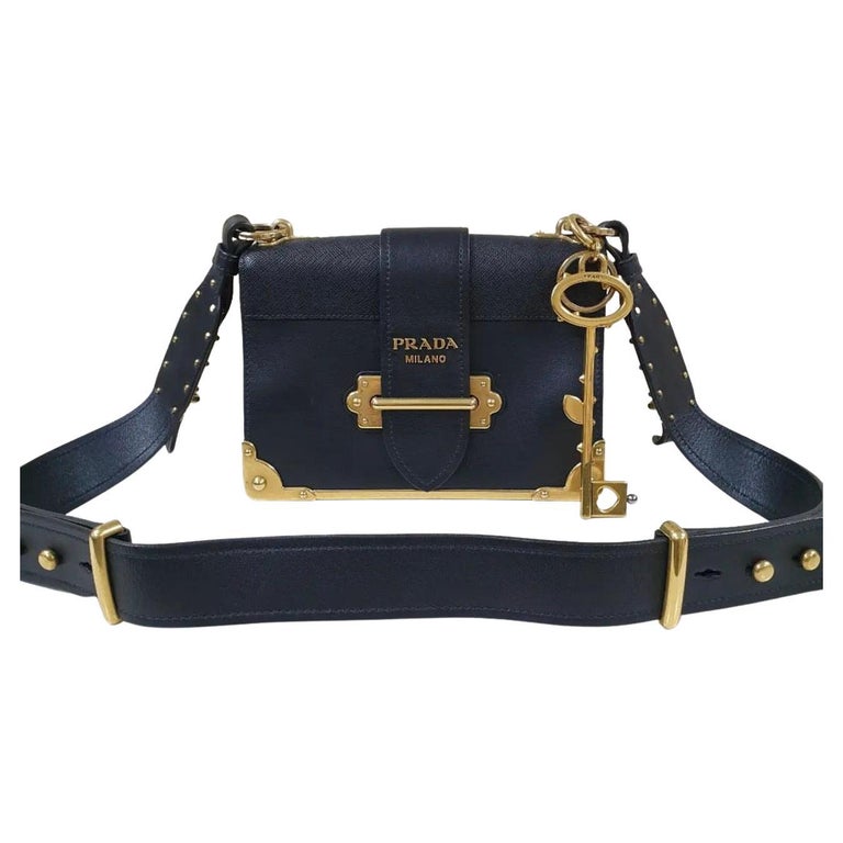 Prada Cahier Leather Black and White Shoulder Bag in 2023