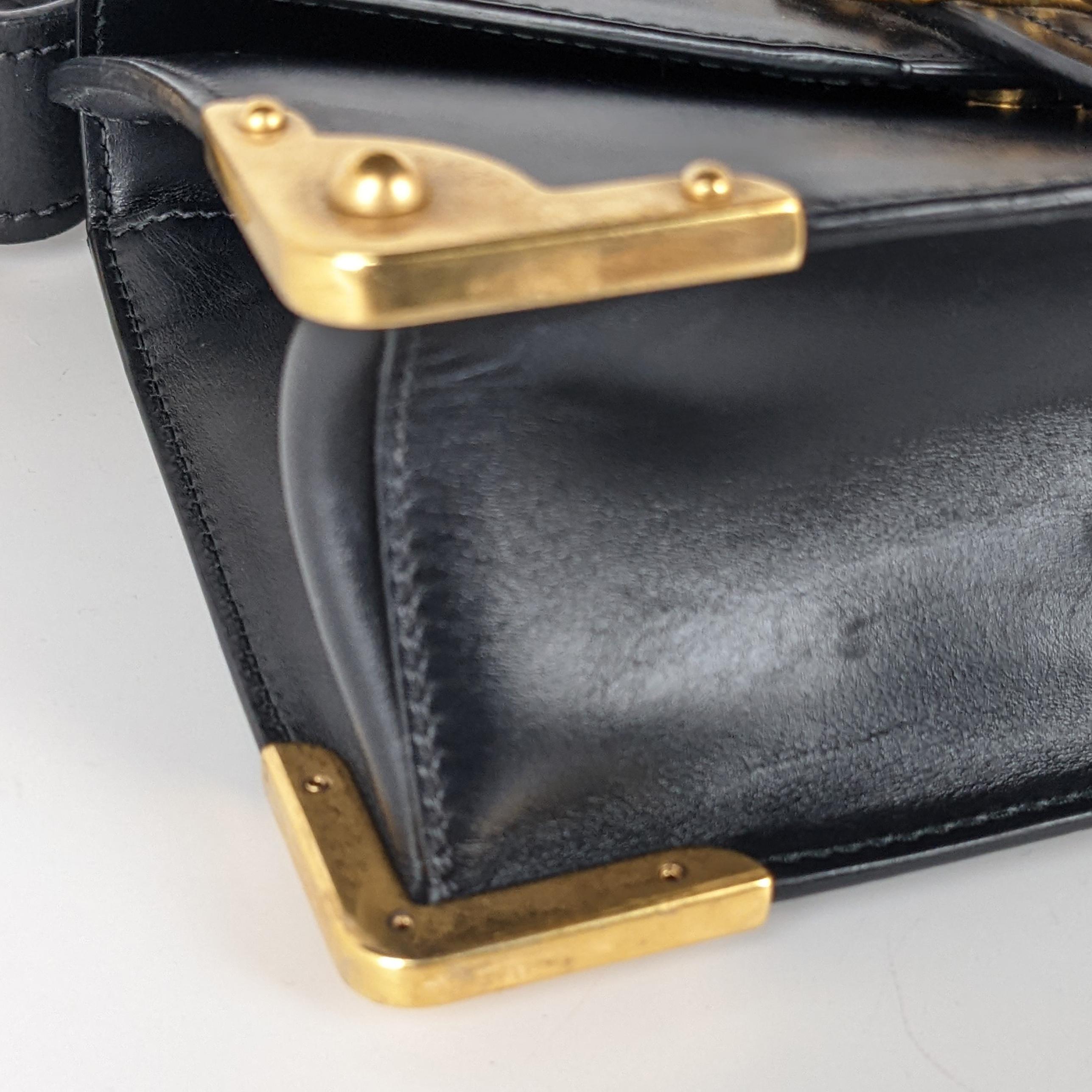 Prada Cahier Lion Cahier Black Crossbody Bag In Good Condition In Denver, CO