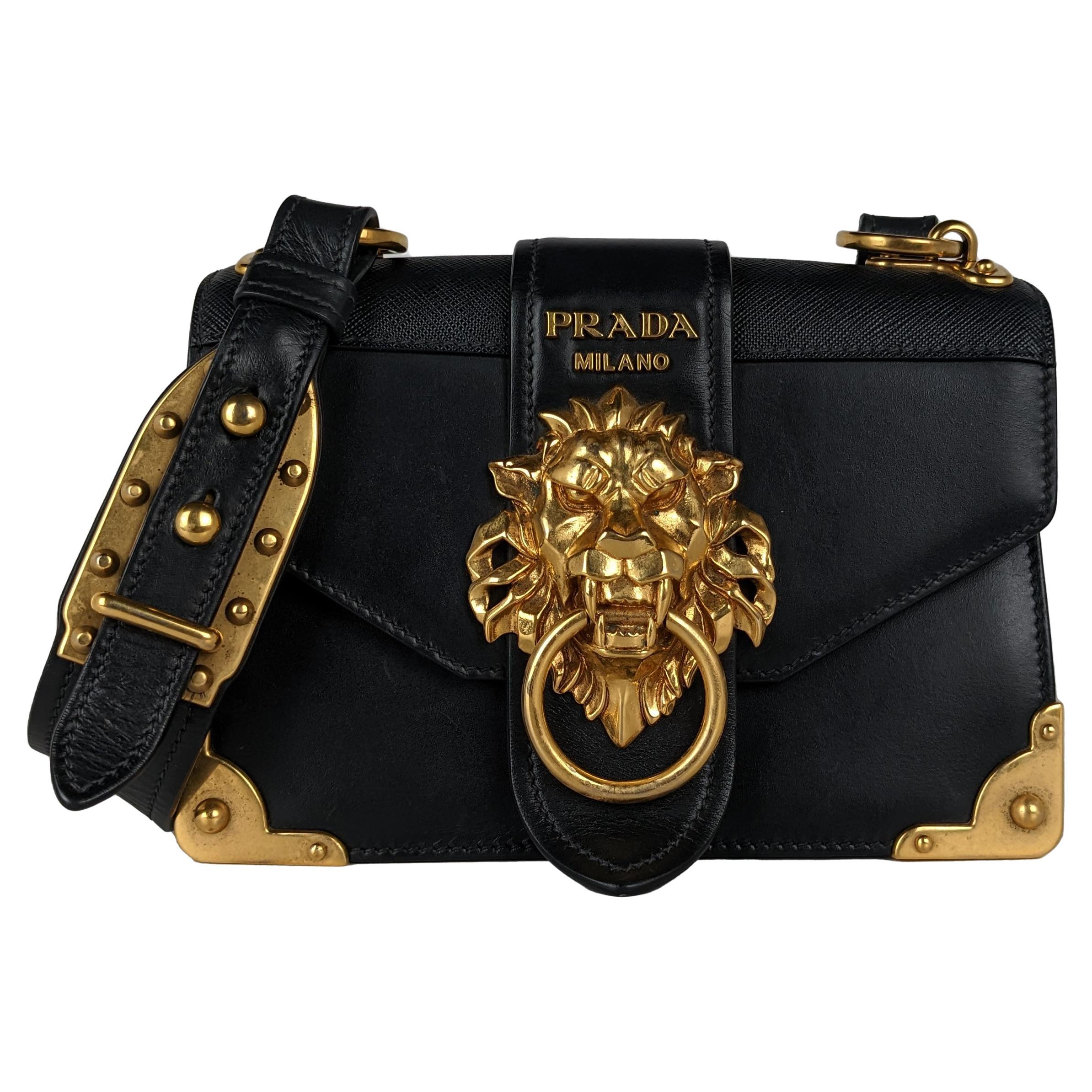 Prada Cahier Lion Cahier Black Crossbody Bag