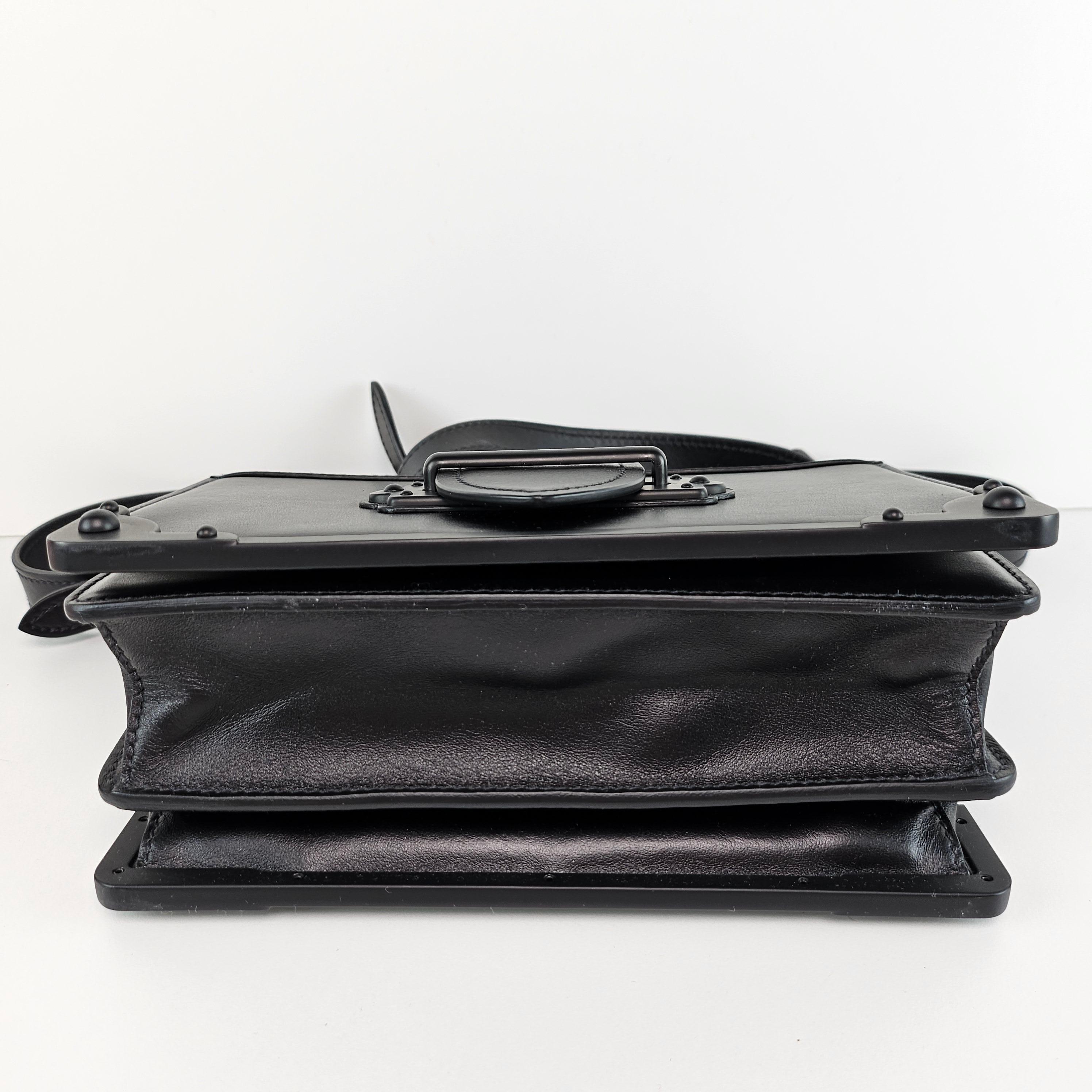 Women's Prada Cahier Medium So Black Hardware Leather Crossbody Bag