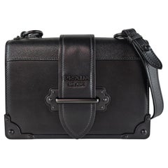 Used Prada Cahier Medium So Black Hardware Leather Crossbody Bag