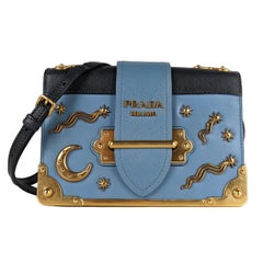 Prada Cahier Moon And Stars Celestial Astrology Blue Leather Crossbody Bag