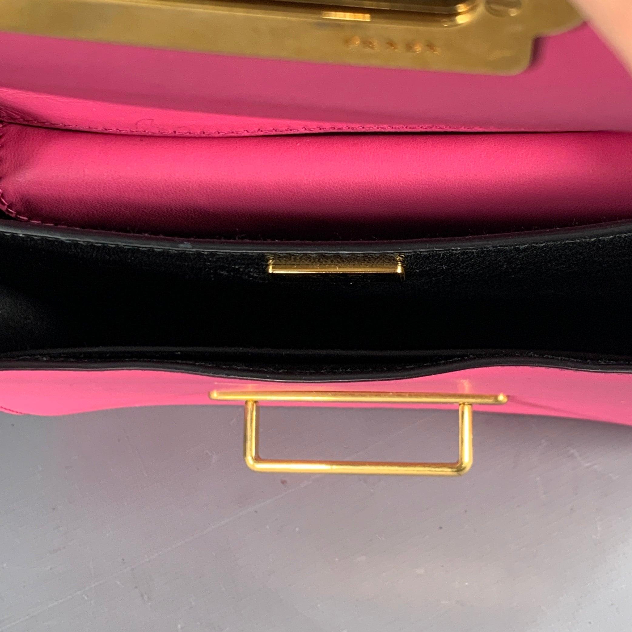 PRADA Cahier Pink Black Gold Leather Cross Body Mini Handbag For Sale 6