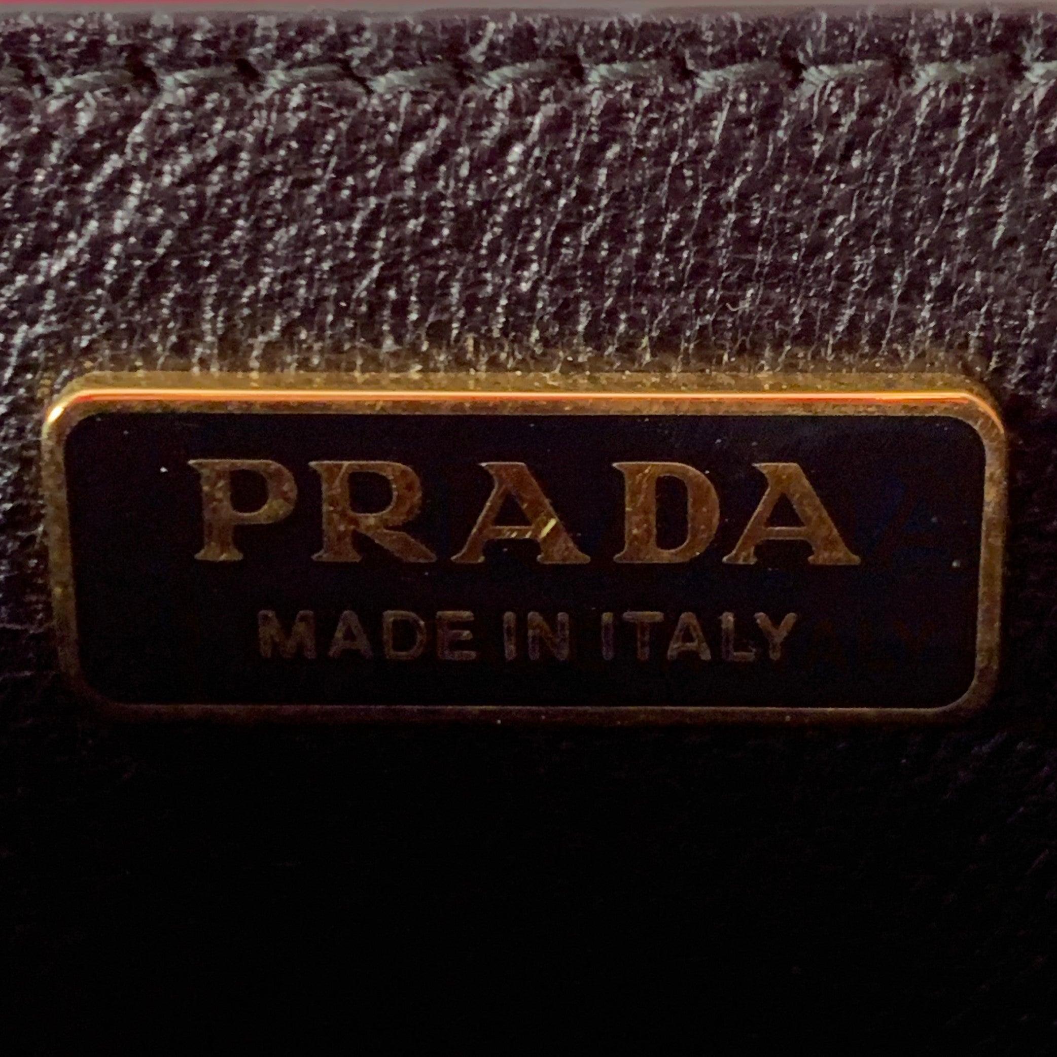 PRADA Cahier Pink Black Gold Leather Cross Body Mini Handbag For Sale 5