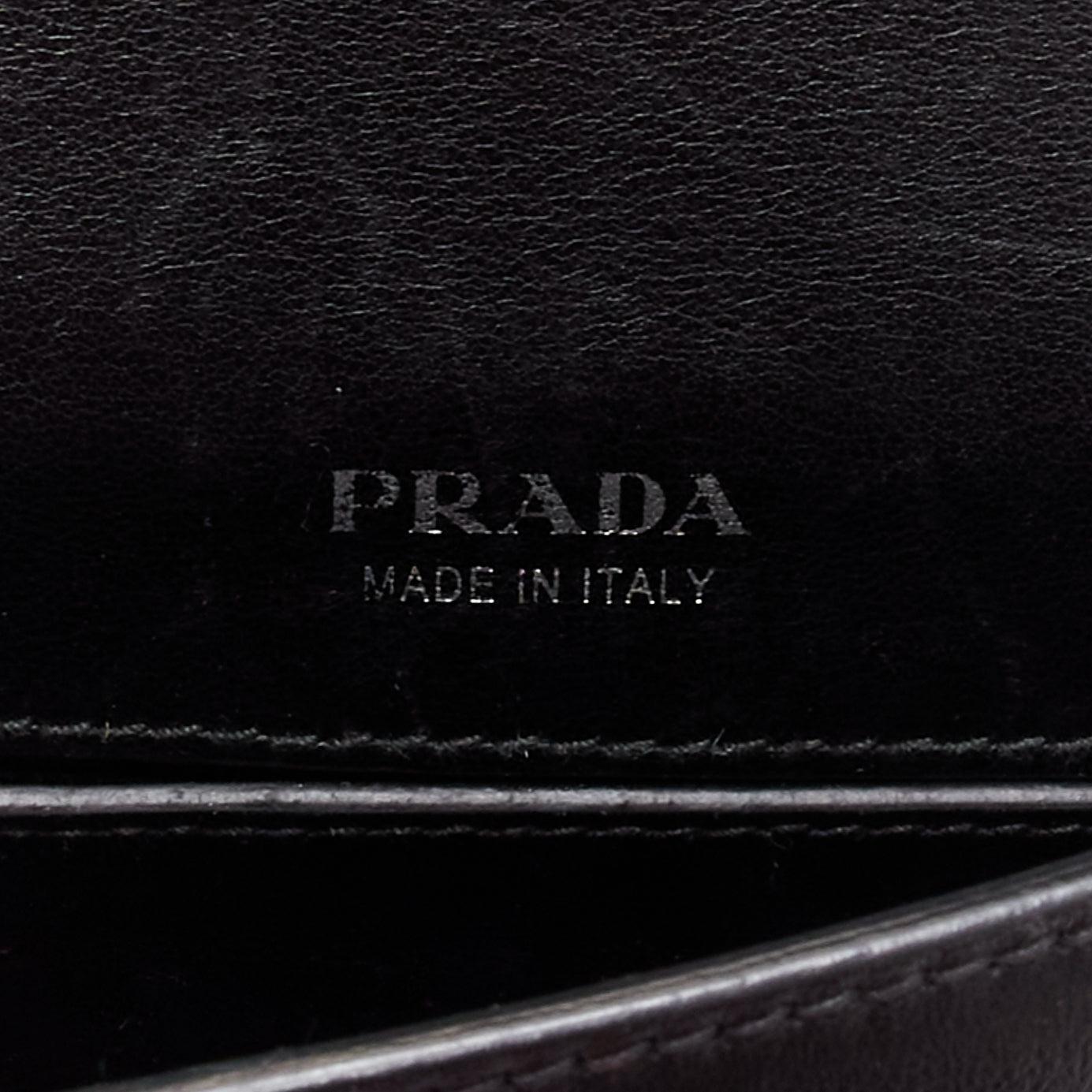 PRADA Cahier Saffiano City black calf silver studded crossbody chain belt bag 6