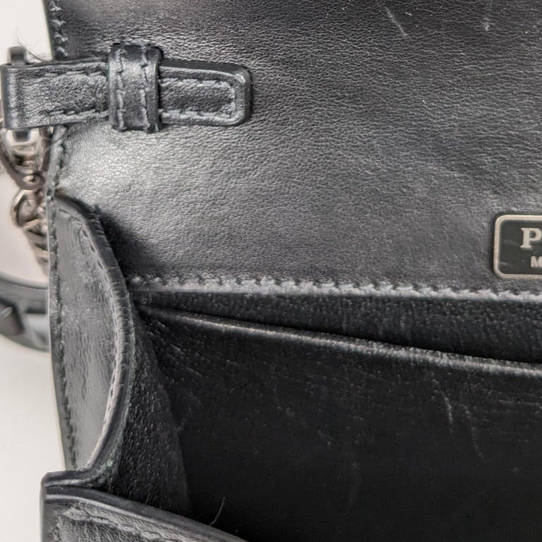 Prada Cahier Studded Small Black Leather Crossbody Bag at 1stDibs