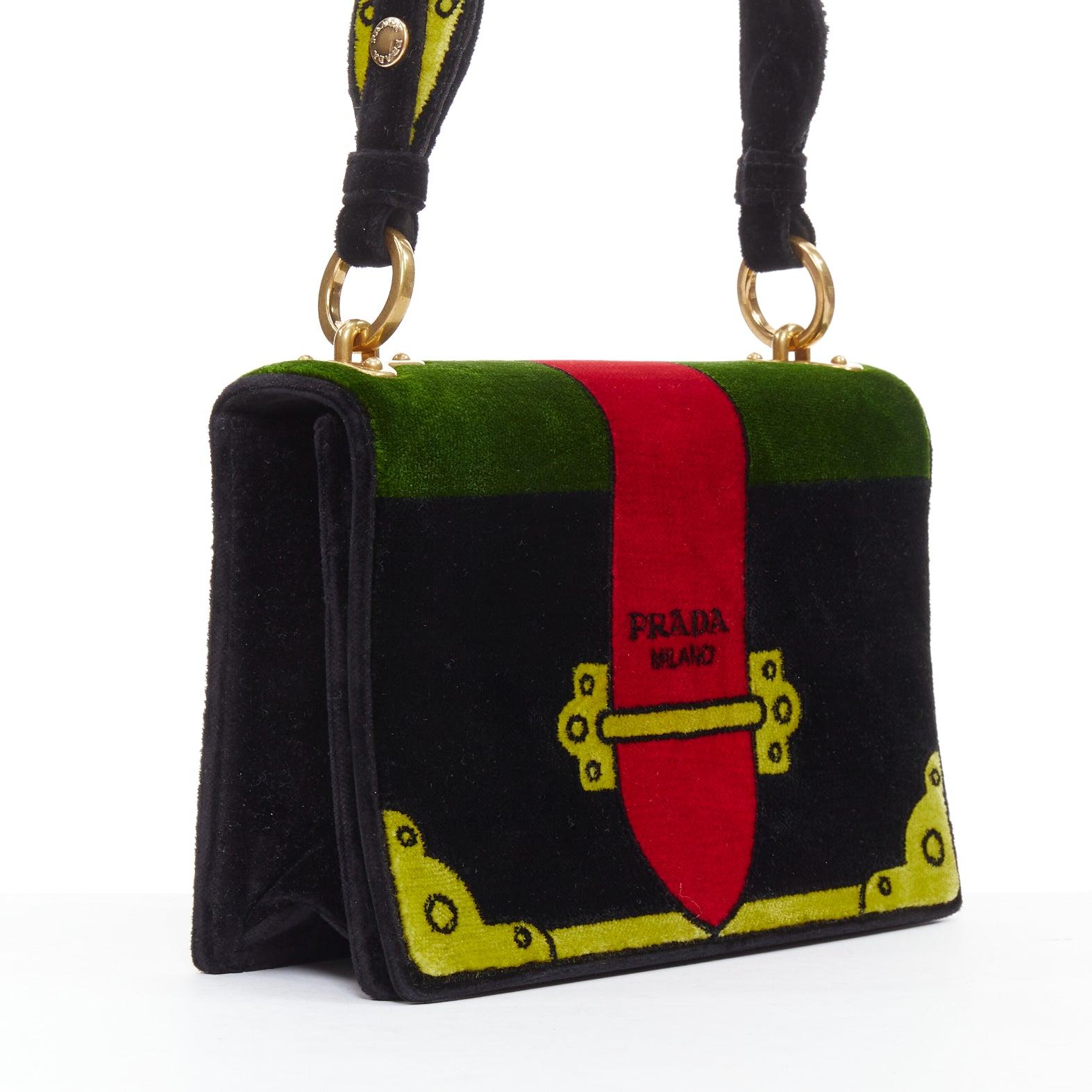 PRADA Cahier velvet tromp loeil print crossbody box bag In Good Condition For Sale In Hong Kong, NT
