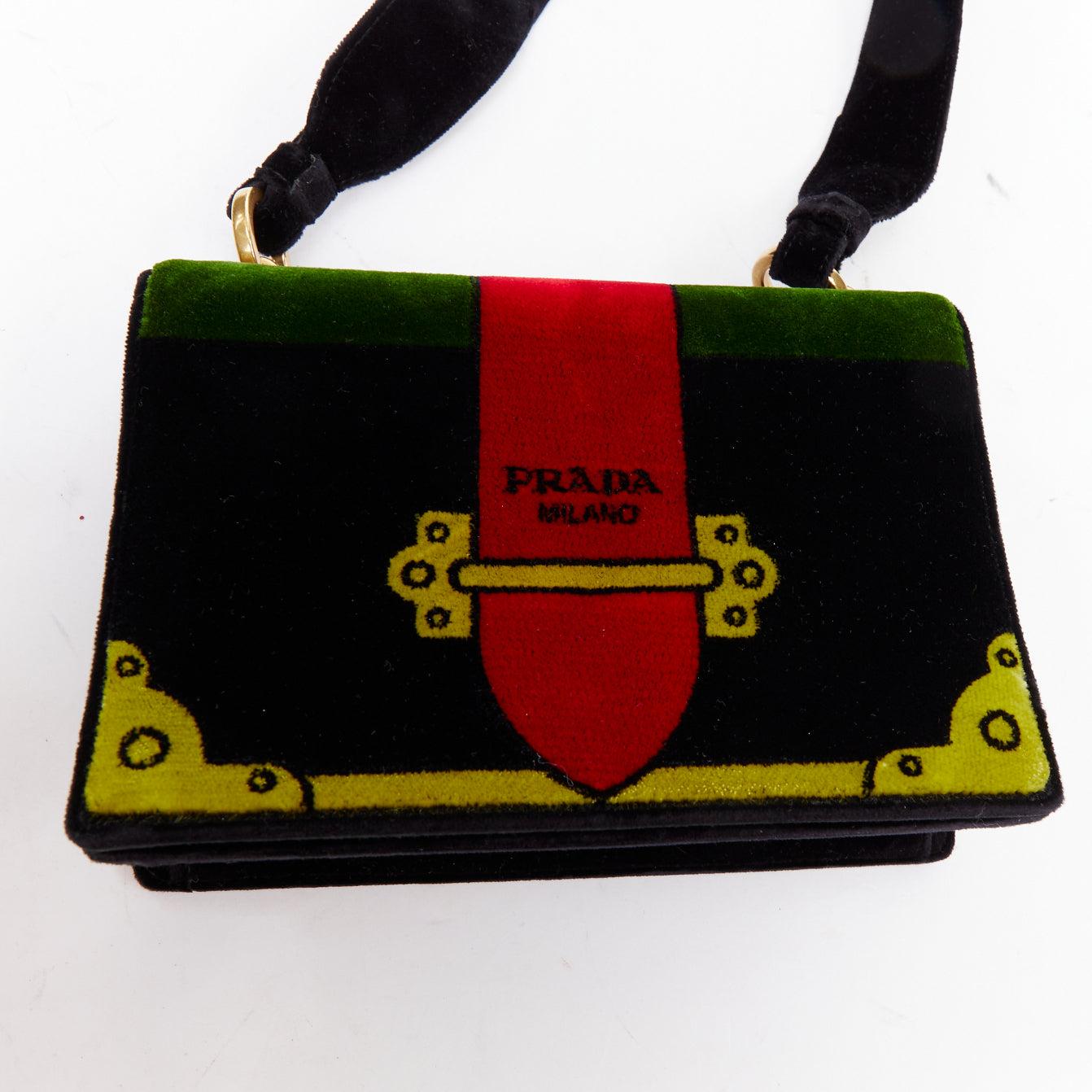 PRADA Cahier velvet tromp loeil print crossbody box bag For Sale 2