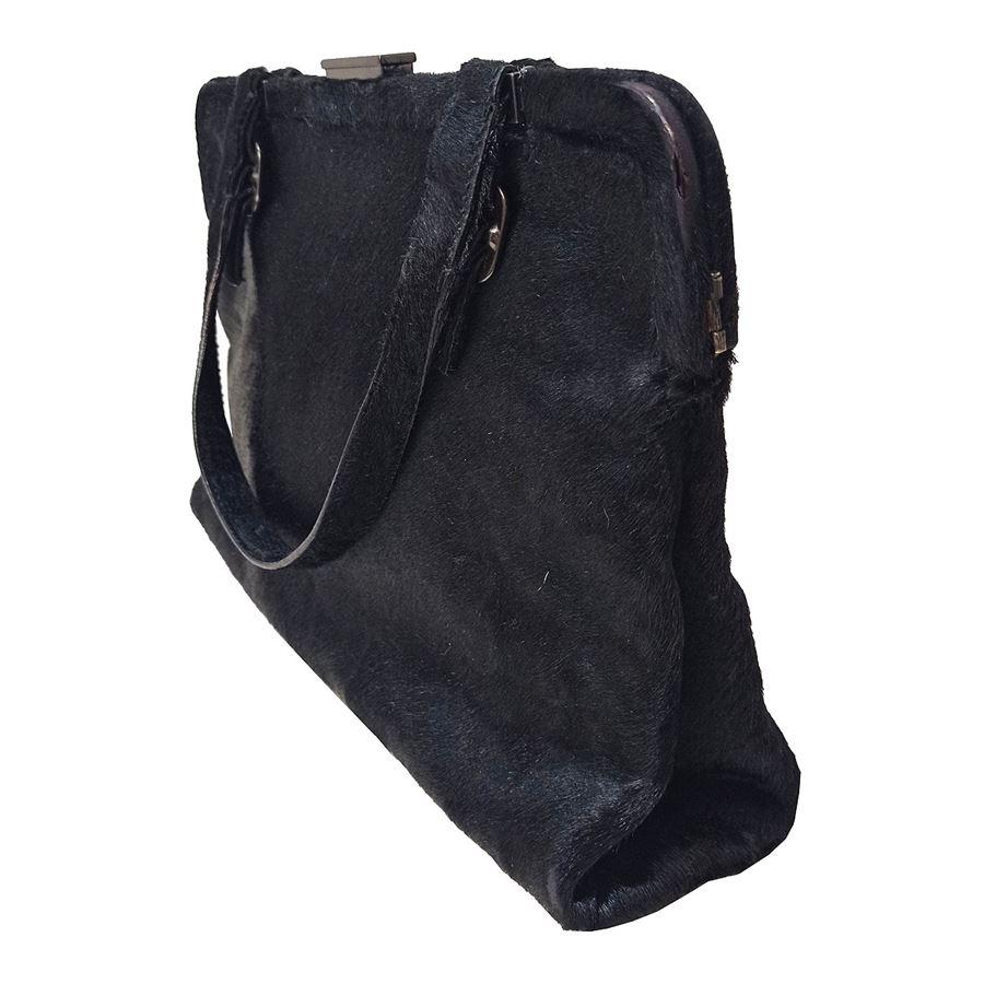 Cavallino, Kalbshaar Schwarze Farbe Zwei Griffe Interne Tasche zpi Cm 30 x 21 x 8 (11,8 x 8,2 x 3,14 inches)
