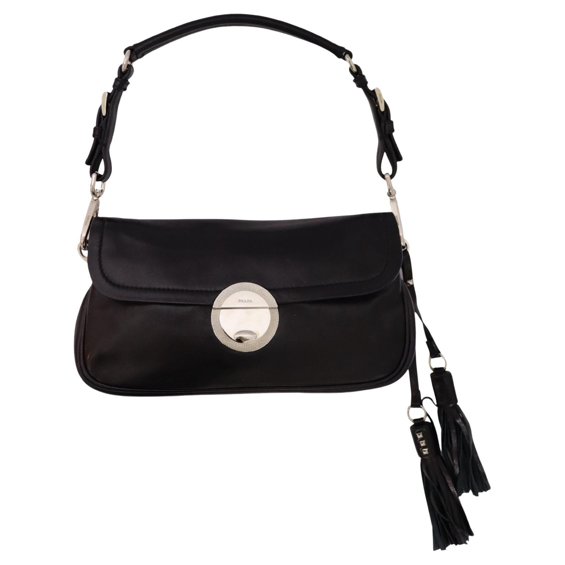 Prada Calf Leather Push Lock Shoulder Bag