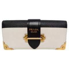 Prada Calf Saffiano Leather East-West Clutch With Chain Strap