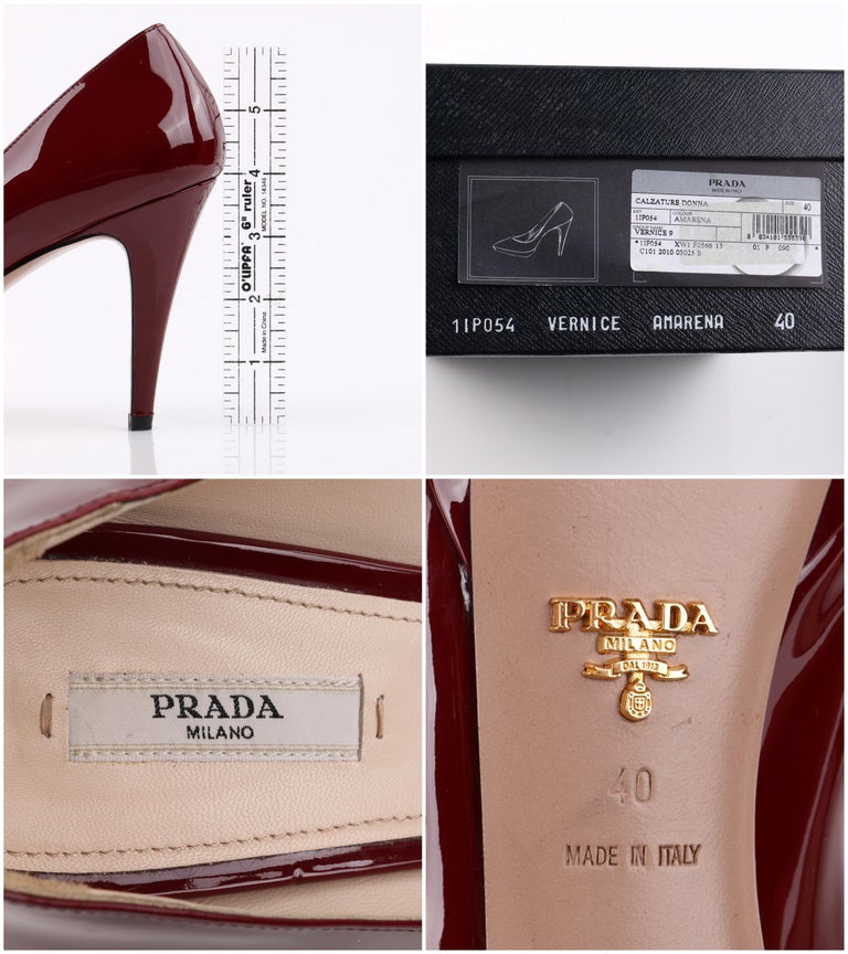 PRADA "Calzature Donna" Patent Leather Platform Pointed Toe Heels Pumps