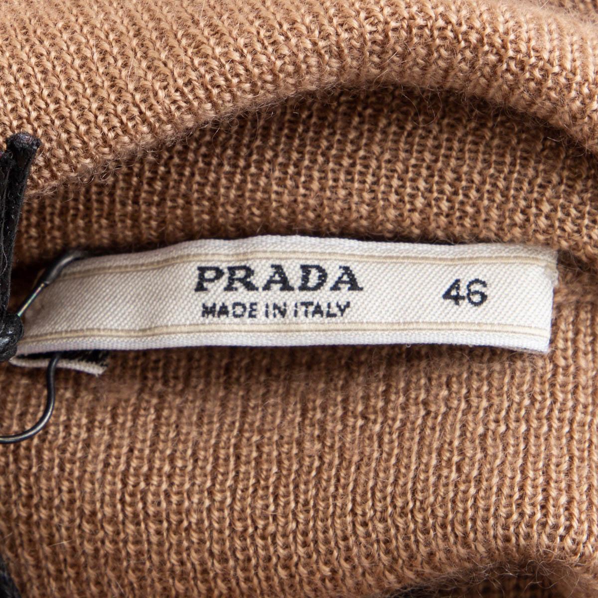 Brown PRADA camel brown cashmere silk Sleeveless Turtleneck Sweater 46 XL