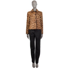 PRADA camel & brown LEOPARD CALF HAIR Jacket 44 L