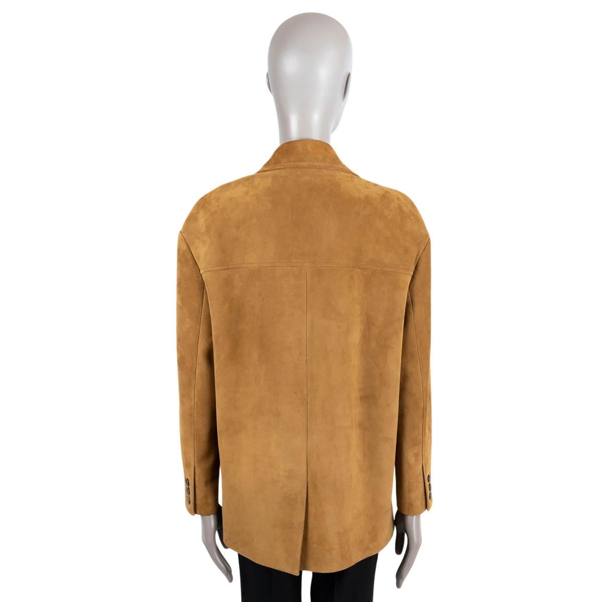 PRADA camel brown suede 2022 SINGLE-BREASTED OVERSIZED Jacket 38 XS 1