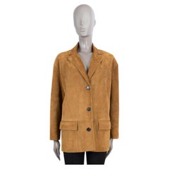 PRADA camel brown suede 2022 SINGLE-BREASTED OVERSIZED Jacket 38 XS