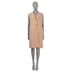 PRADA camel brown wool SLEEVELESS Coat Jacket 44 L