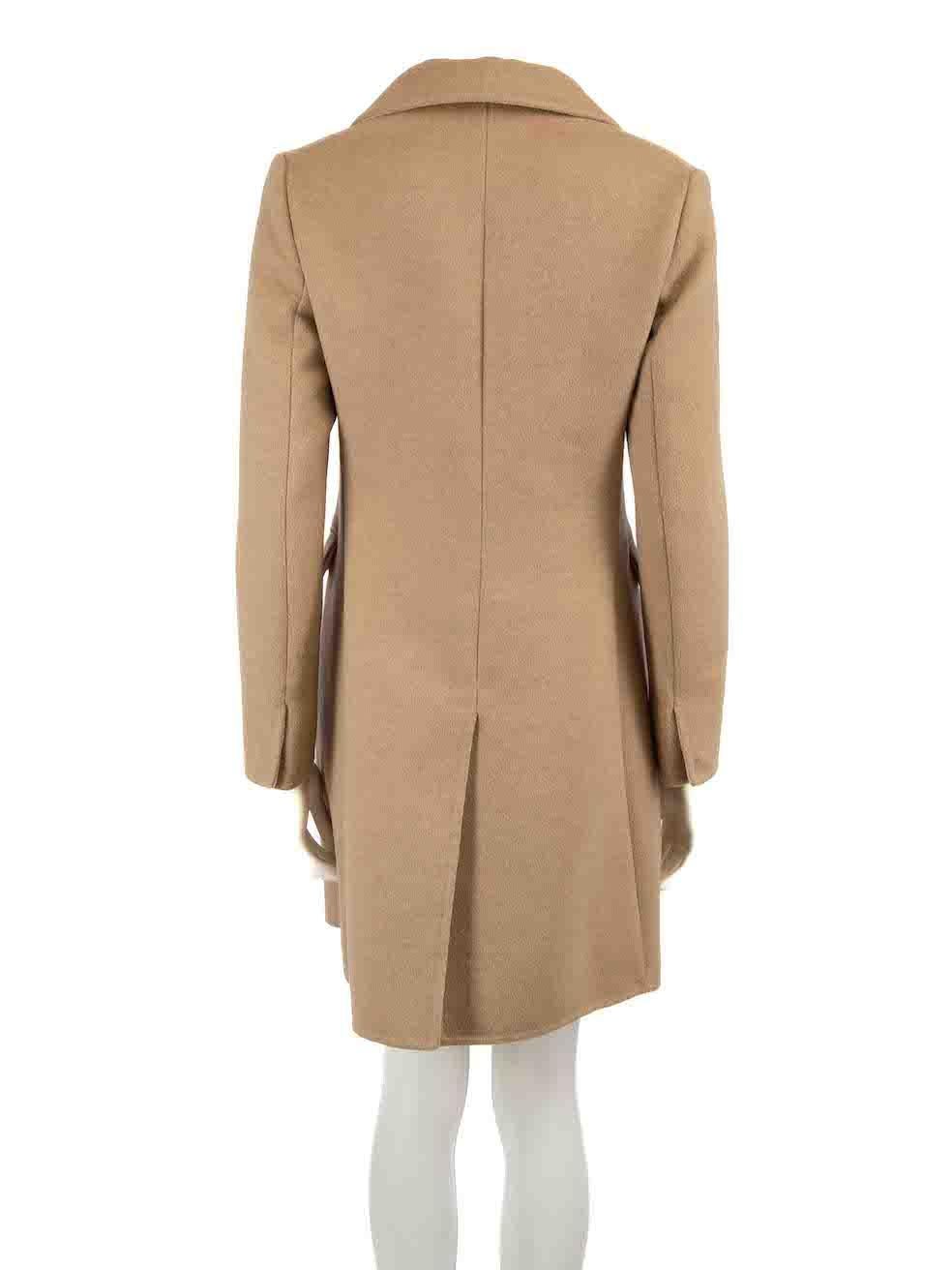 Prada Camel Brushed Wool Mid-Length Coat Size M In Excellent Condition In London, GB