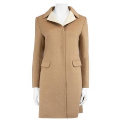 Prada Camel Brushed Wool Mid-Length Coat Size M