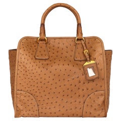 Prada Camel Double Handle Tote Bag
