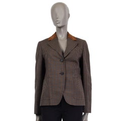 PRADA camel & grey wool HOUNDSTOOTH Blazer Jacket 40 S