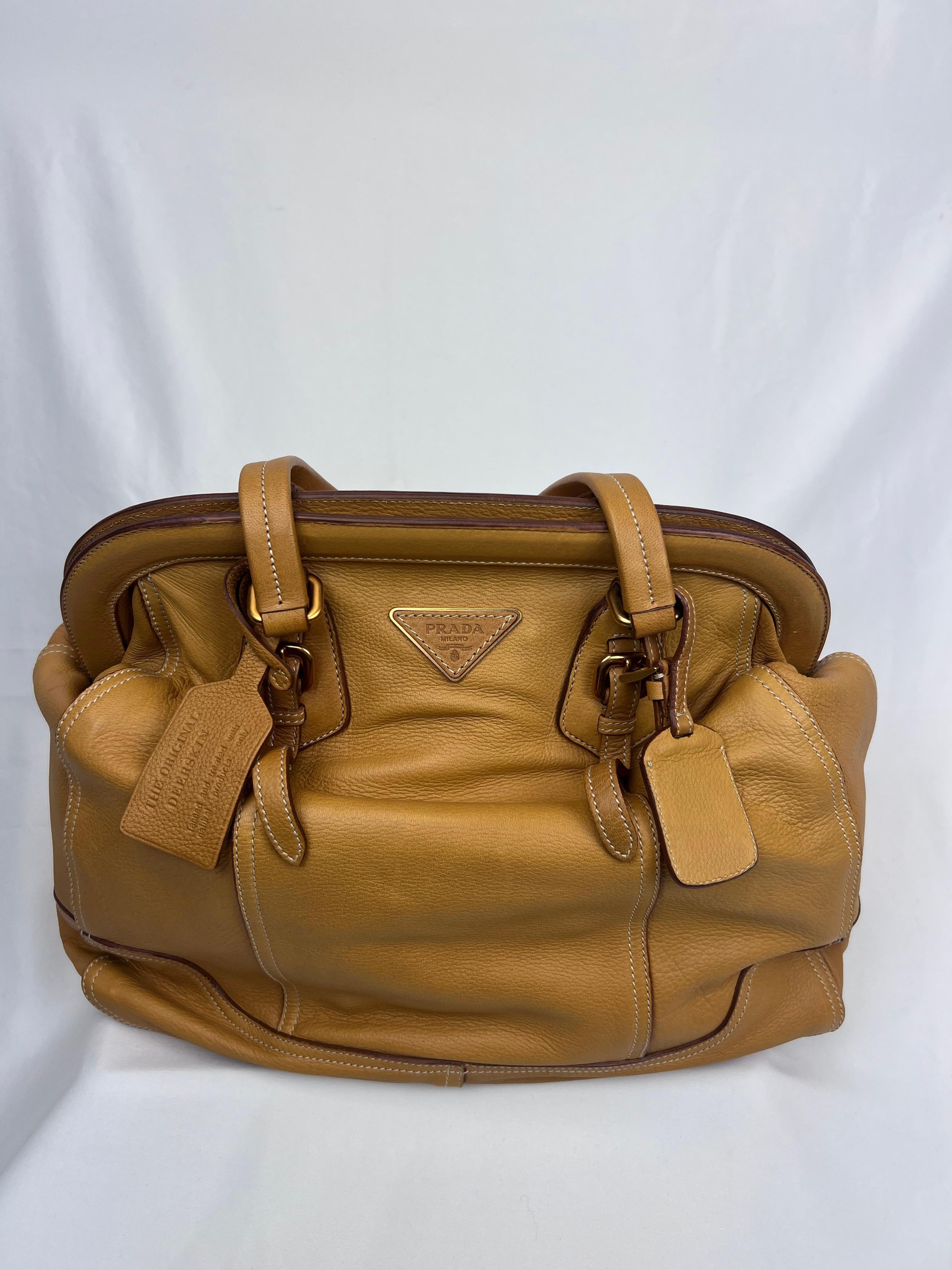 PRADA Camel Leather High Doctor's Bag For Sale 2