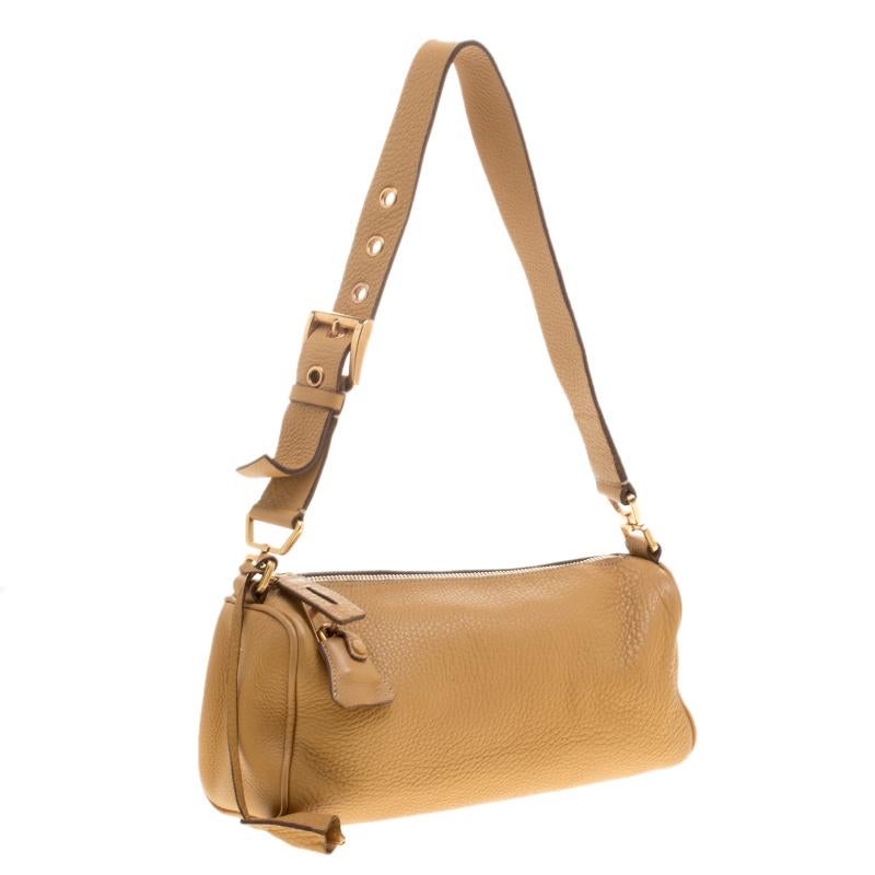 Prada Camel Leather Shoulder Bag 4