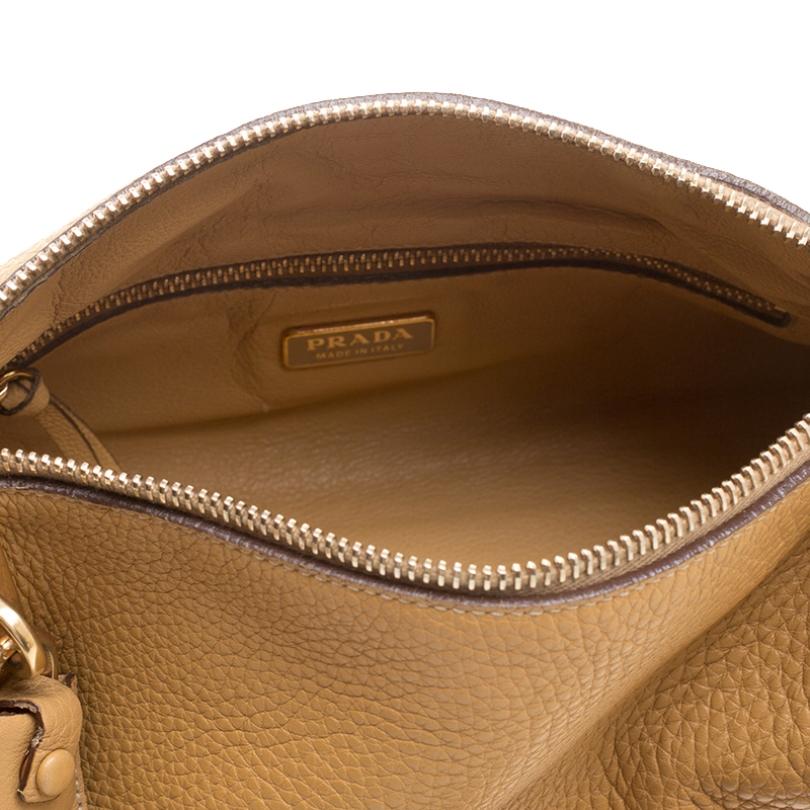 Prada Camel Leather Shoulder Bag 3