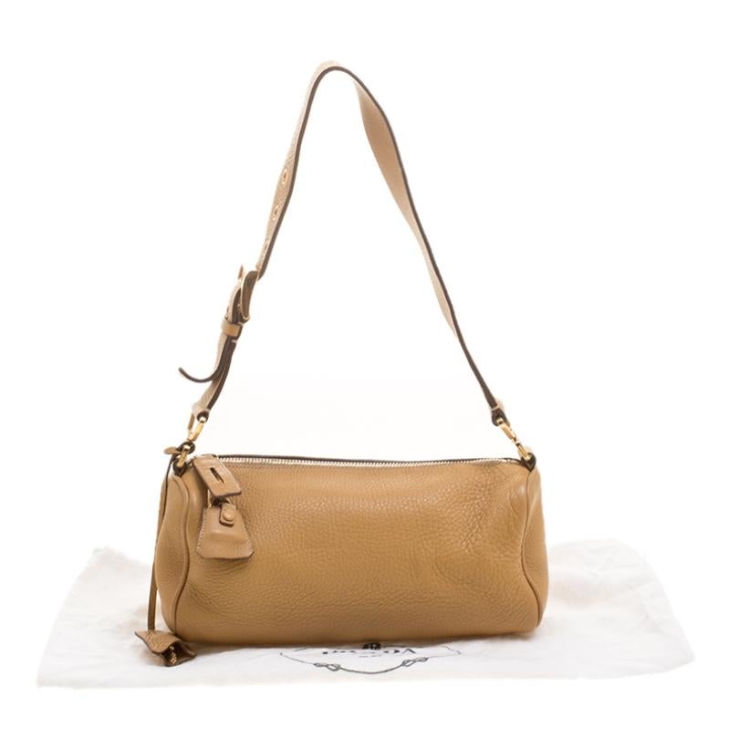 Prada Camel Leather Shoulder Bag 4