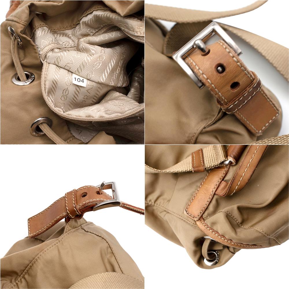 Zaino Prada in nylon cammello bordato in pelle In condizioni buone a London, GB