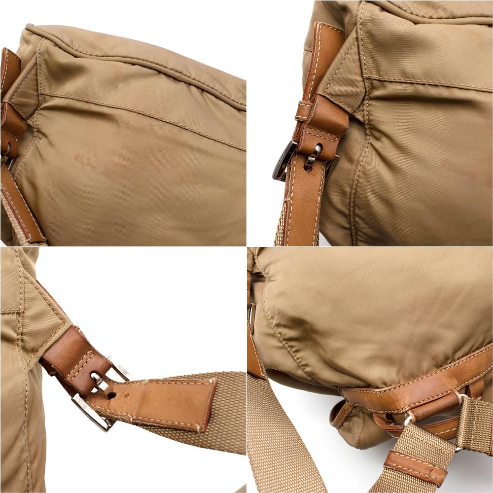 Women's or Men's Prada Camel Nylon Leather Trimmed Backpack