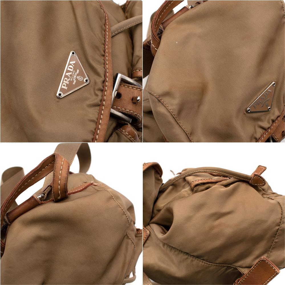 Prada Camel Nylon Leather Trimmed Backpack 1