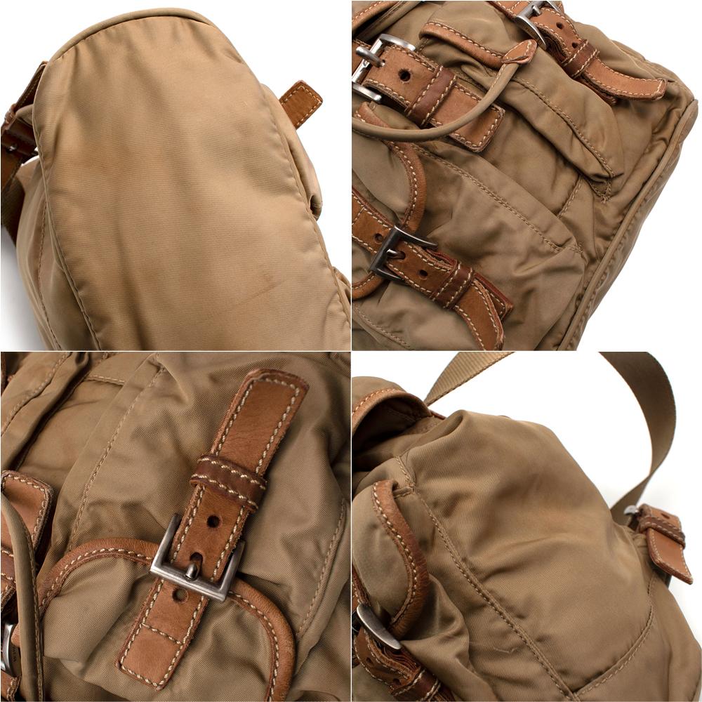 Prada Camel Nylon Leather Trimmed Backpack 2