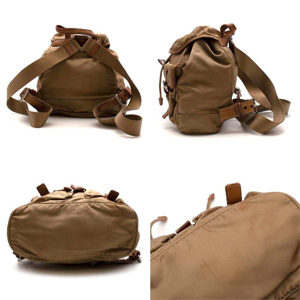 Zaino Prada in nylon cammello bordato in pelle 4