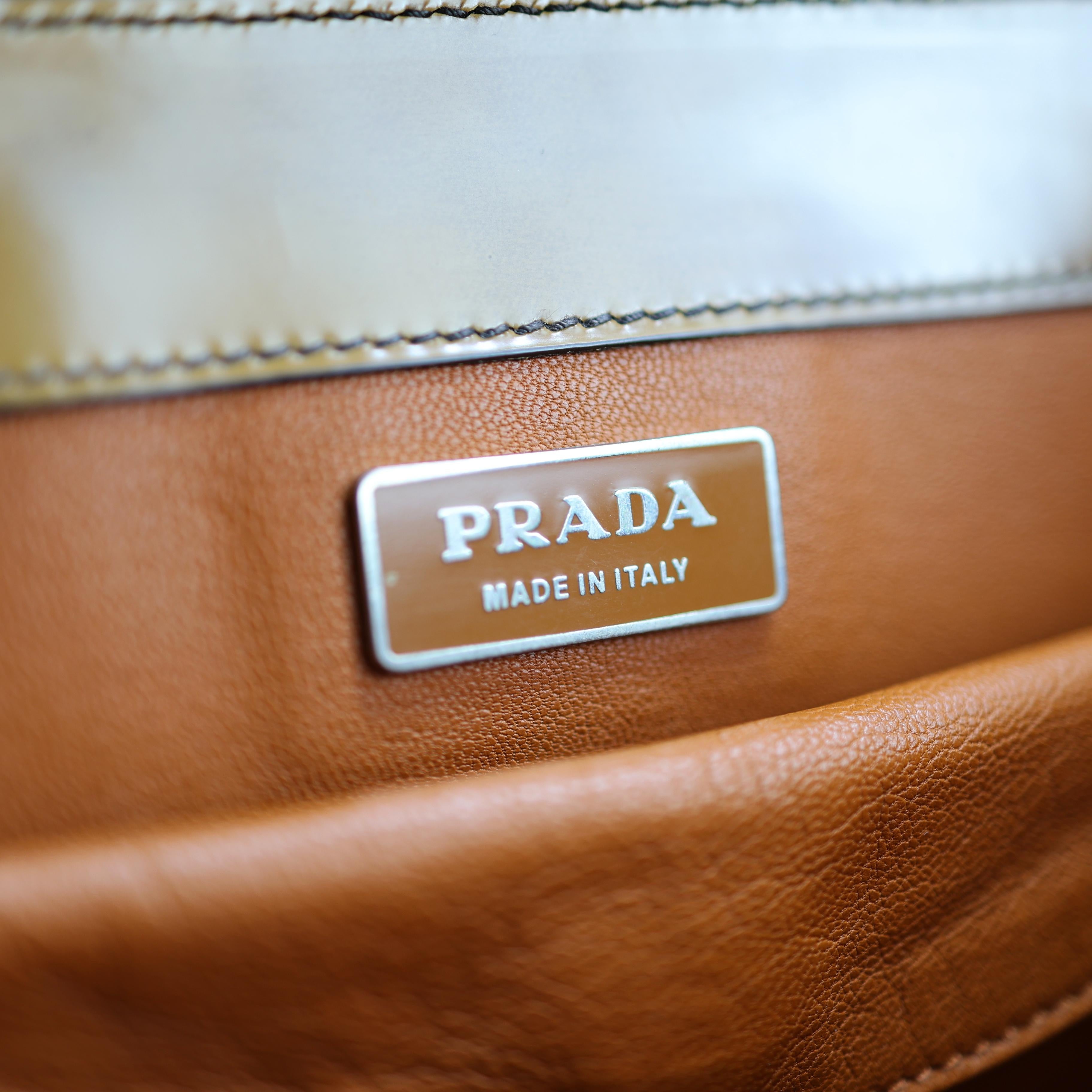 Prada Camel Shiny Leather Bag  1