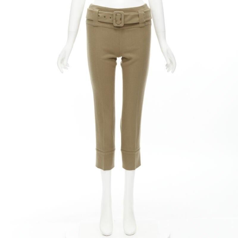 PRADA Kamelbraune Hose aus Wolle mit Schnalle und spitz zulaufendem Gürtel XS im Angebot 5
