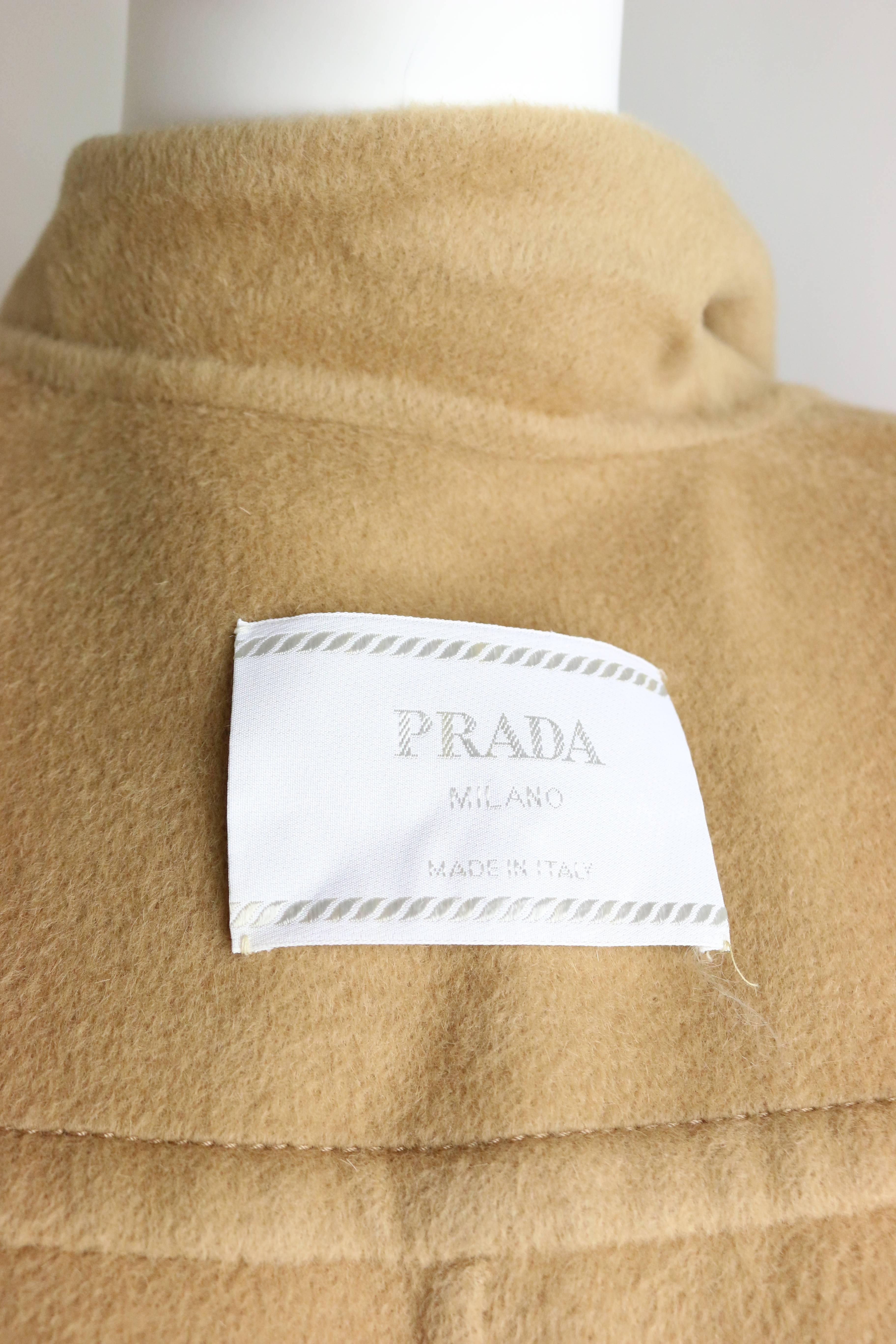 Prada Camel Wool Angora Goat Hair Double Breasted Coat  For Sale 4