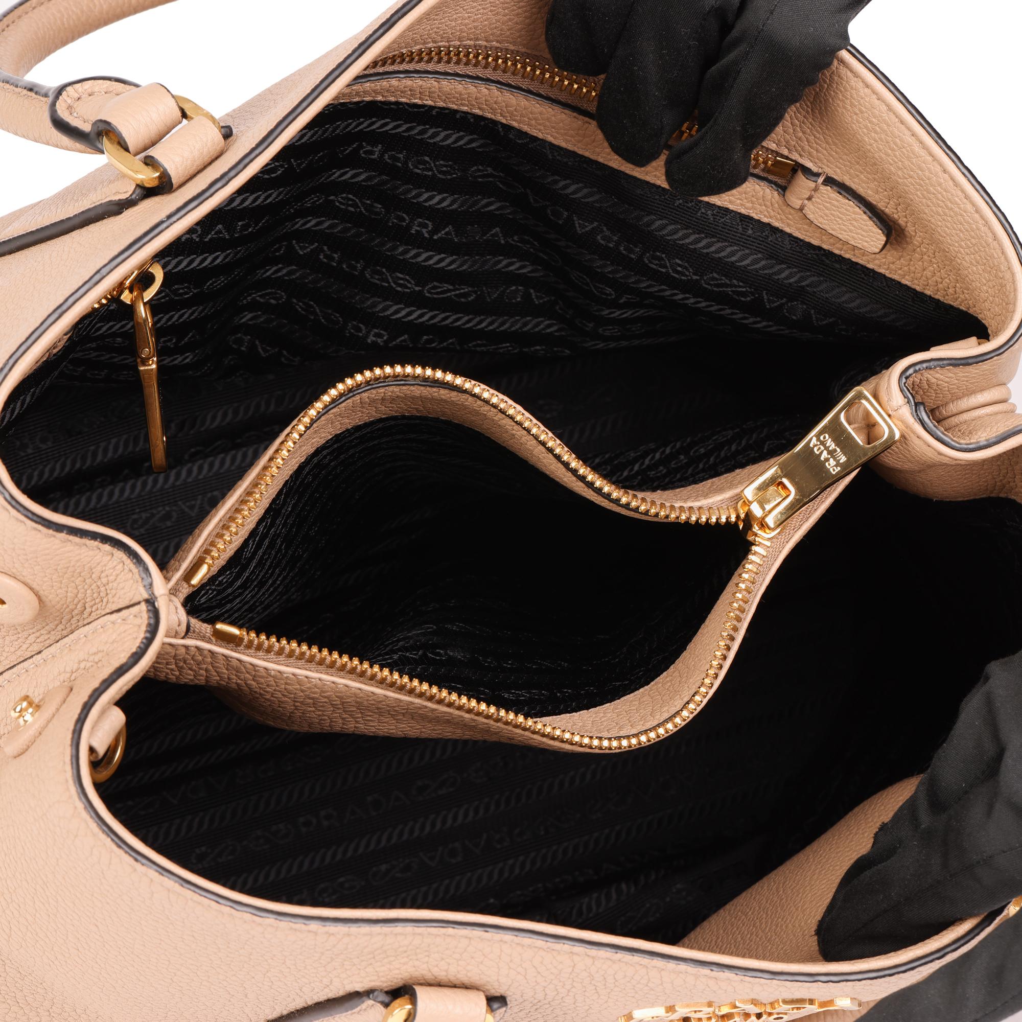 Prada Cameo Beige Calfskin Leather Tote Bag 5