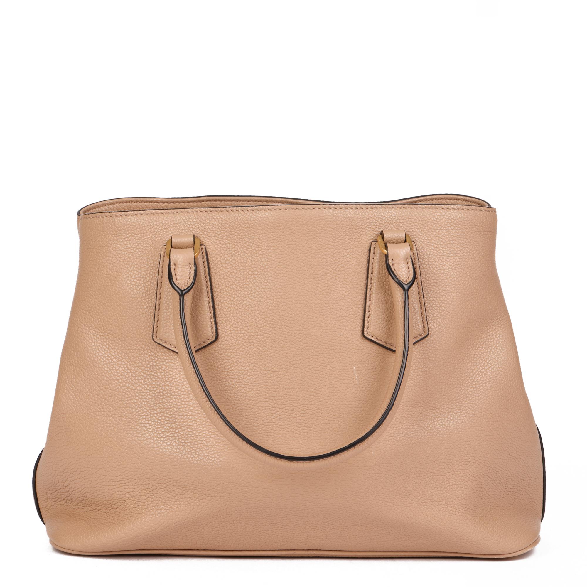 Prada Cameo Beige Calfskin Leather Tote Bag In Excellent Condition In Bishop's Stortford, Hertfordshire