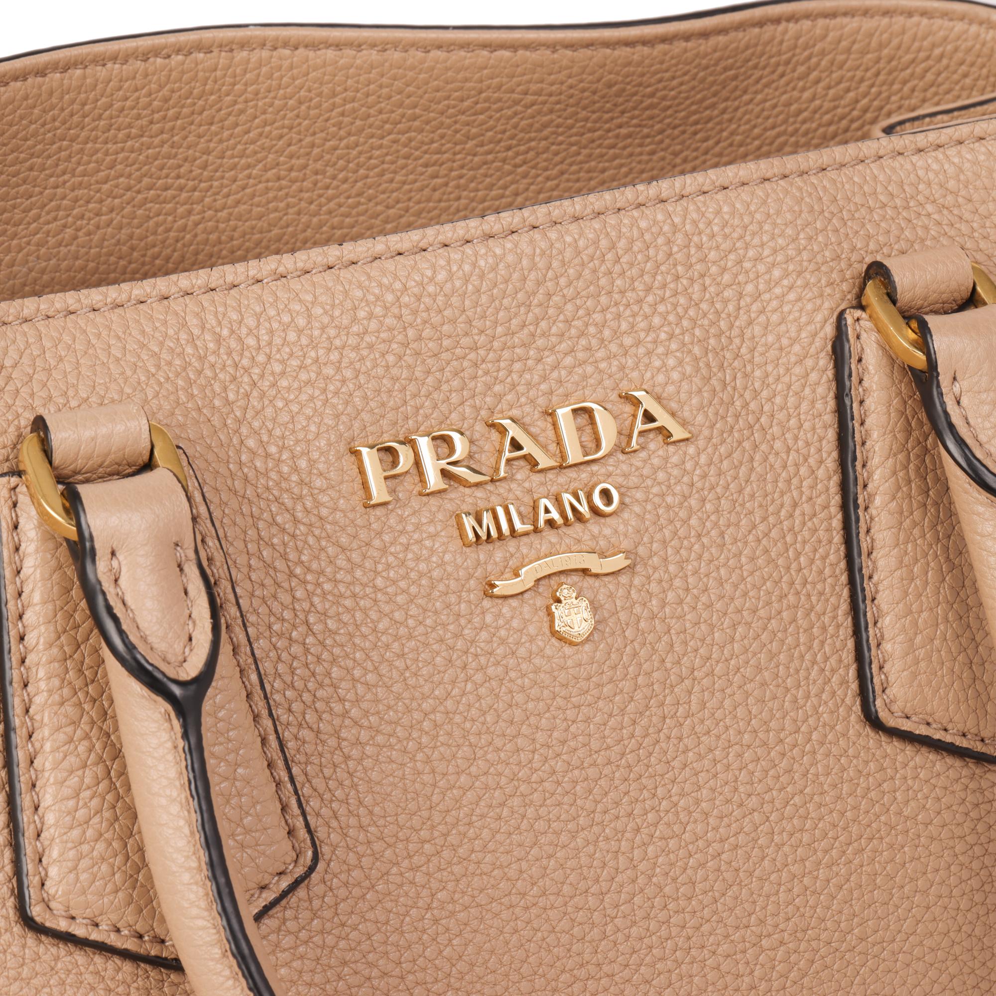 Prada Cameo Beige Calfskin Leather Tote Bag 1