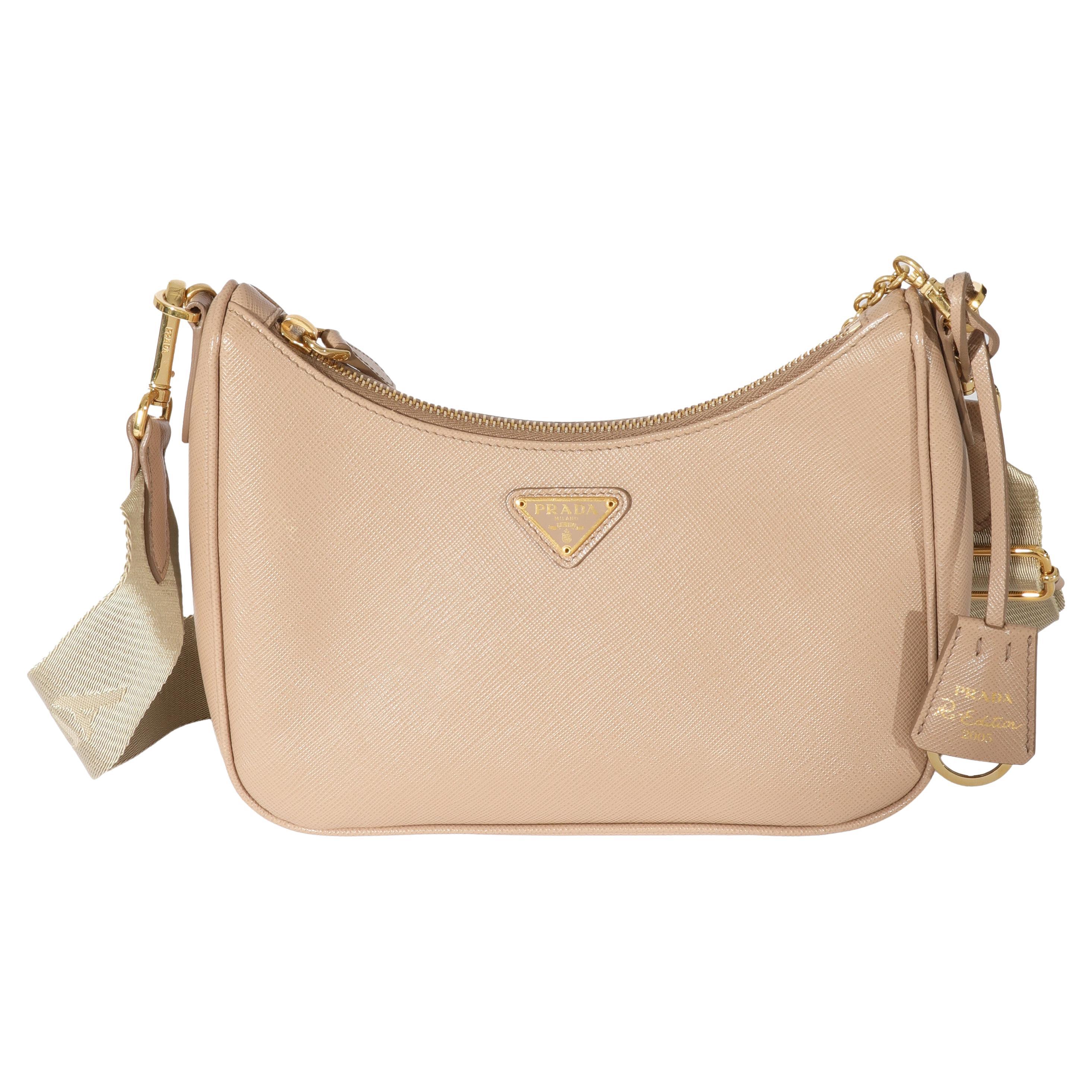 Prada Cameo Beige Saffiano Re-Edition 2005